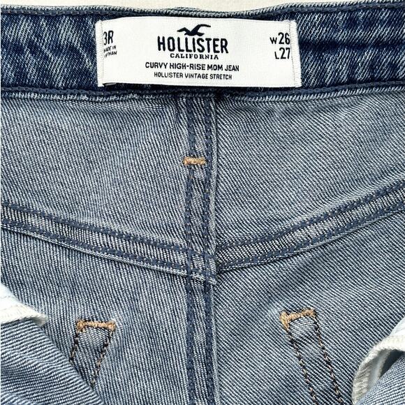 NWT Hollister Two-Toned Curvy High-Rise Mom Jeans Size 3R/W26 with Raw Hem - Picture 6 of 9